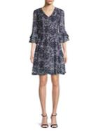 Gabby Skye Tiered Bell-sleeve Lace Dress
