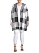 Calvin Klein Plus Long Checkered Hooded Sweater Jacket