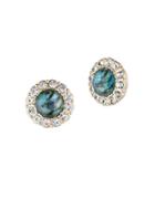 Lonna & Lilly Goldtone Crystals Accented Button Earrings