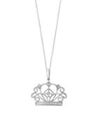 Effy Pave Classica Diamond And 14k White Gold Crown Pendant Necklace