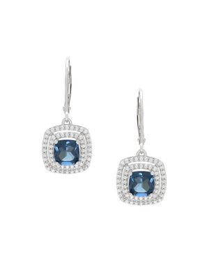 Lord & Taylor Two-tone Topaz And Sterling Silver Square Drop Earrings