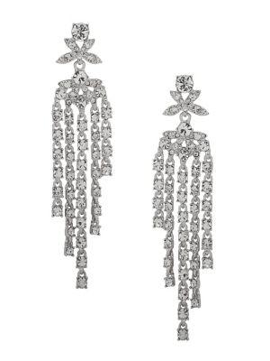 Givenchy Silvertone And Crystal Fringe Drop Earrings
