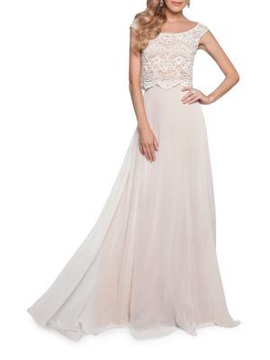 Glamour By Terani Couture Lace Floor-length Gown