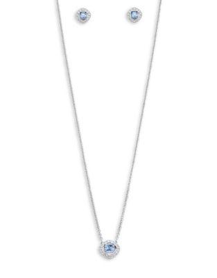 Swarovski Two-piece Angelic Square Chain Pendant Necklace And Earrings Set