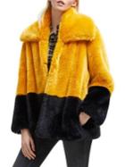 French Connection Sebille Colorblock Faux Fur Jacket
