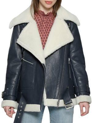 Walter Baker Celine Leather Faux Fur Jacket