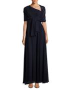 Eliza J Pleated One-shoulder Gown