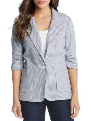 Karen Kane Pinstripe Ruched-sleeve Jacket