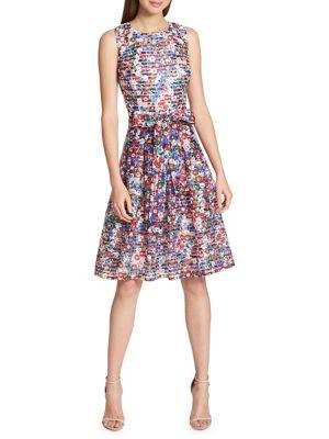 Tommy Hilfiger Claude Floral Sheer Ribbon Fit-and-flare Dress