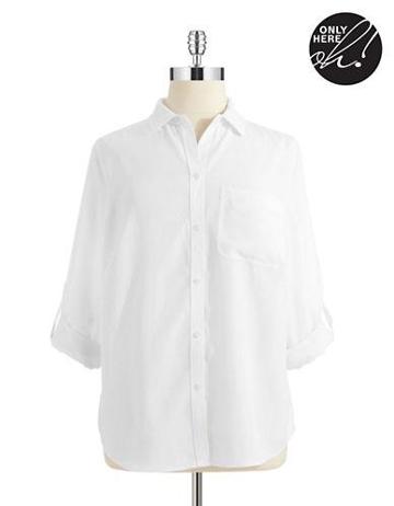 Lord & Taylor Plus Button Down Blouse