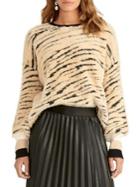 Rachel Roy Fuzzy Printed Crewneck Sweater