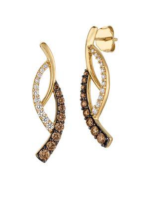 Le Vian Chocolatier Chocolate Diamonds, Vanilla Diamonds And 14k Honey Gold Curve Drop Earrings