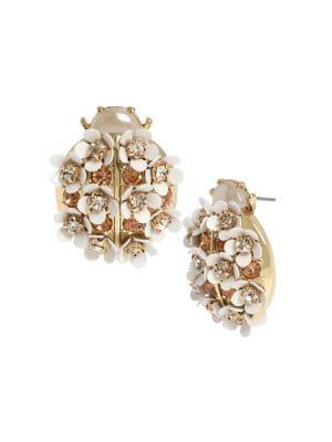 Betsey Johnson Floral Ladybug Button Stud Earrings