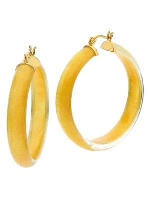 Gold And Honey Lucite Illusion Hoop Earrings
