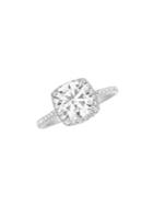 Lord & Taylor Rhodium-plated Sterling Silver And Cubic Zirconia Round Halo Solitaire Engagement Ring