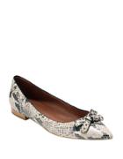 Cole Haan Alice Bow Snake-embossed Leather Skimmer Flats