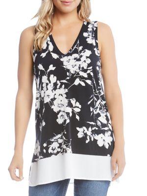 Karen Kane Floral Side-slit Tank Top