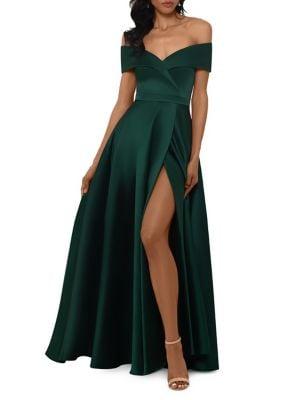 Xscape Off-the-shoulder Satin Gown