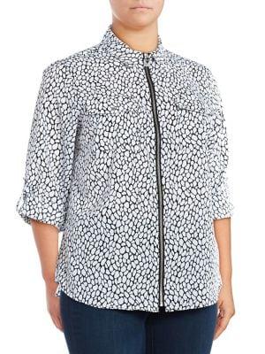 Michael Michael Kors Plus Leopard Front-zip Top
