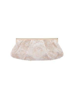 Nina Kinsey Pleated Floral Frame Clutch