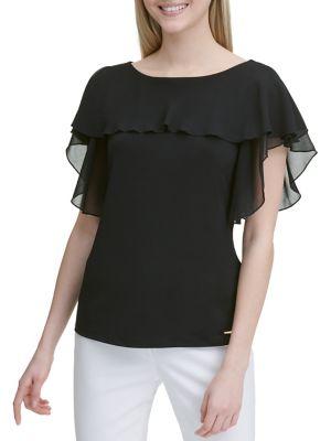 Calvin Klein Flutter Sleeve Overlay Top