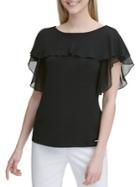 Calvin Klein Flutter Sleeve Overlay Top
