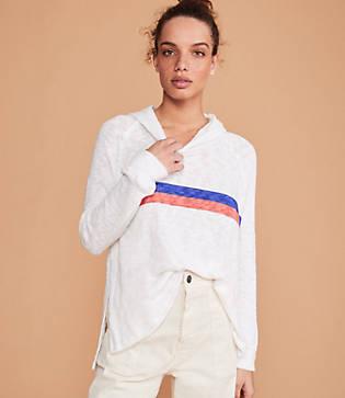 Lou & Grey Sundry Stripes And Slit Hoodie