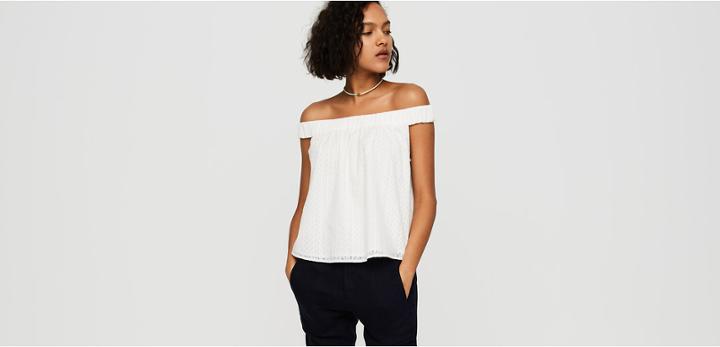 Lou & Grey Chevron Off The Shoulder Shirt