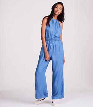 Lou & Grey Chambray Halter Jumpsuit