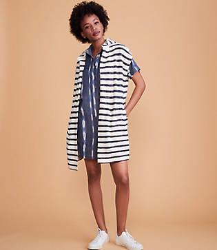 Lou & Grey Striped Terry Hoodie Cardigan