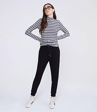 Lou & Grey Stripe Ribbed Turtleneck Top
