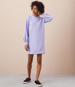 Lou & Grey Seamed Blouson Sweatshirt Dress