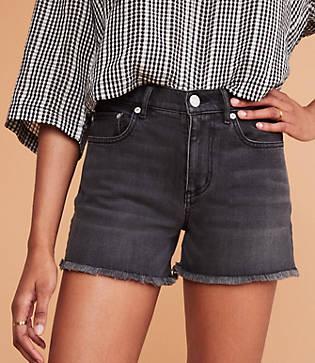 Lou & Grey Frayed High Rise Denim Shorts