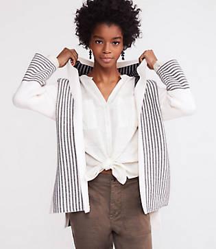 Lou & Grey Stripeknit Hoodie Cardigan