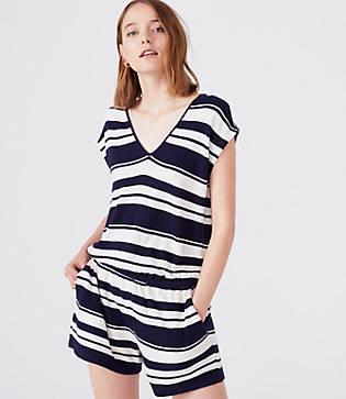 Lou & Grey Striped Double V Romper