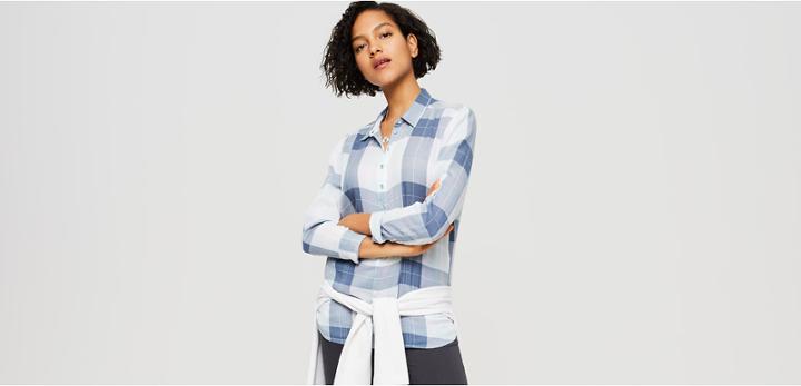 Lou & Grey Plaid Henley Pocket Tunic