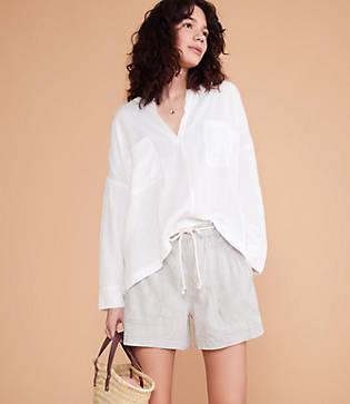 Lou & Grey Windowpane Split Neck Top