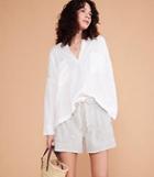Lou & Grey Windowpane Split Neck Top