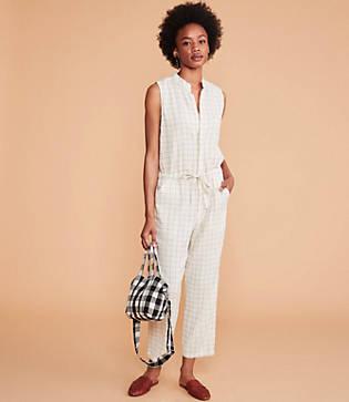 Lou & Grey Crinkle Plaid Jumpsuit