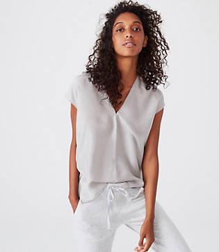 Lou & Grey Silk Double V Top