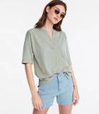 Lou & Grey Softserve Slub Split Neck Top