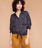 Lou & Grey Silky Twill Tie Front Shirt