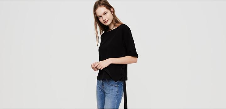 Lou & Grey Lace Up Rebound Terry Sweatshirt