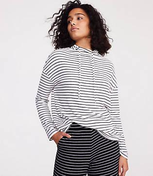Lou & Grey Brushstripe Drawstring Neck Top
