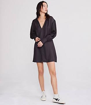 Lou & Grey Shimmer Twill Tie Neck Dress