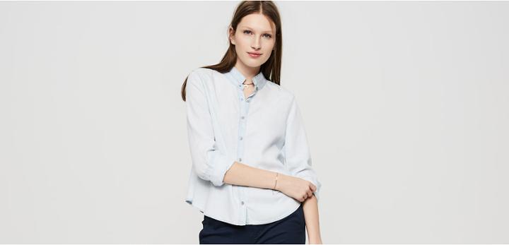 Lou & Grey Swingy Chambray Button Down Shirt