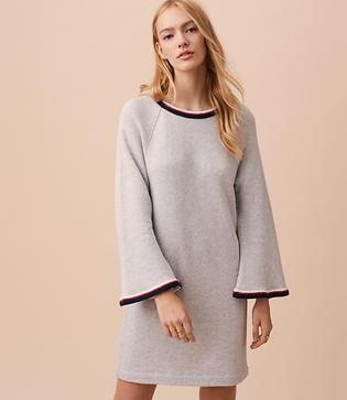 Lou & Grey Embroidered Bell Sleeve Sweatshirt Dress
