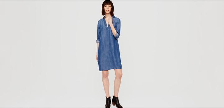 Lou & Grey Chambray Pop-on Shirtdress