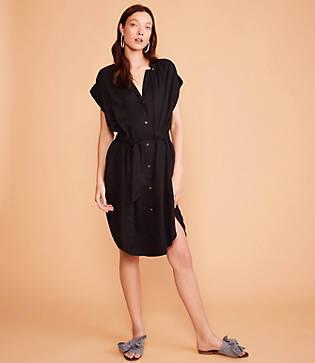 Lou & Grey Fluid Twill Pocket Shirtdress