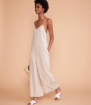 Lou & Grey Striped Strappy Linen Jumpsuit